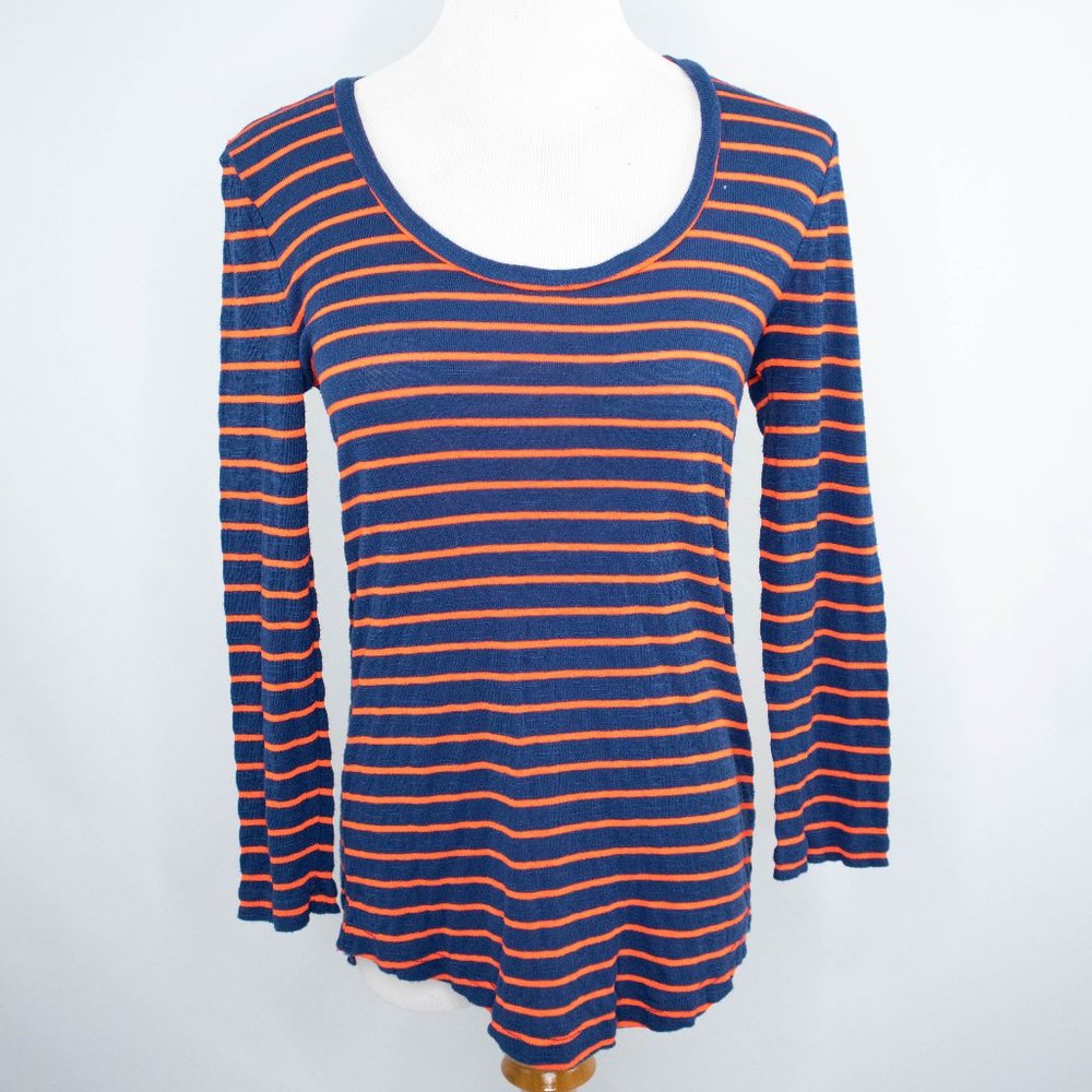 Madewell navy and red striped long sleeve sweater